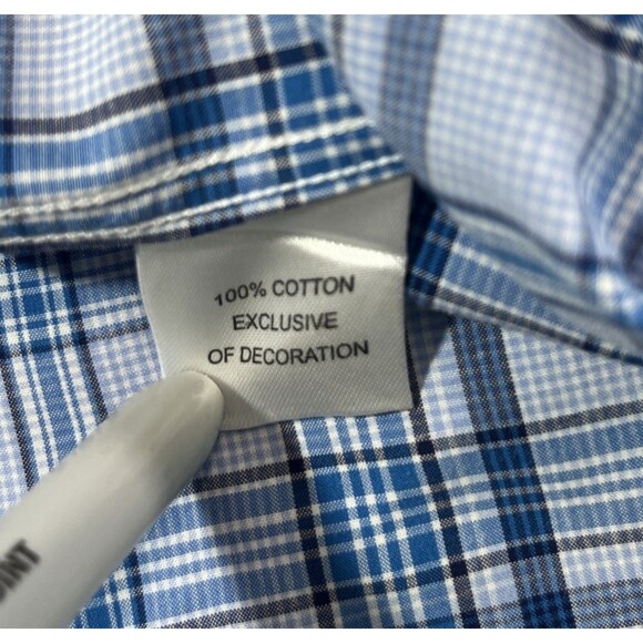 Tailorbyrd Mens Medium Blue Plaid Button Down Shirt - Picture 5 of 6
